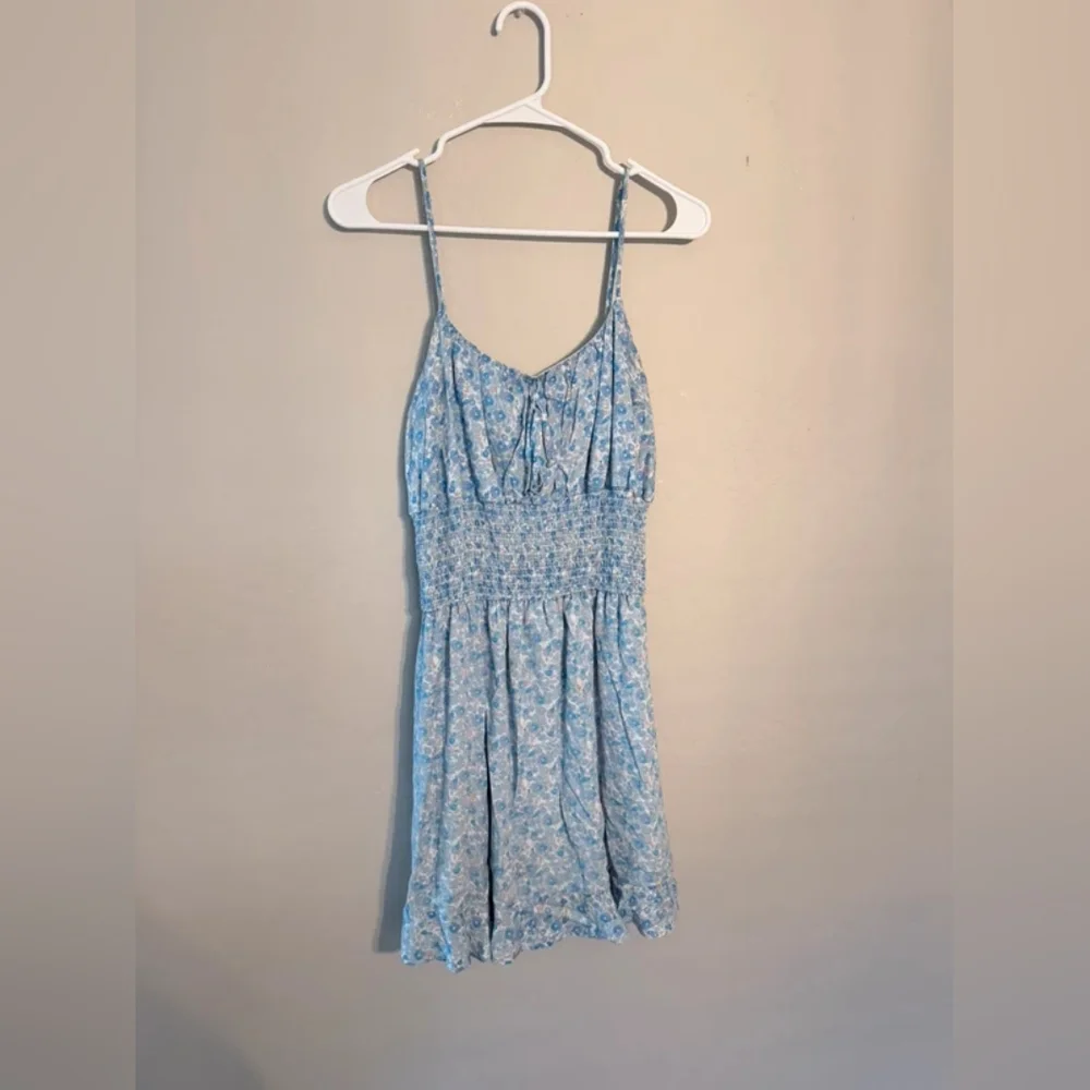 Light Blue Floral Smocked Sundress